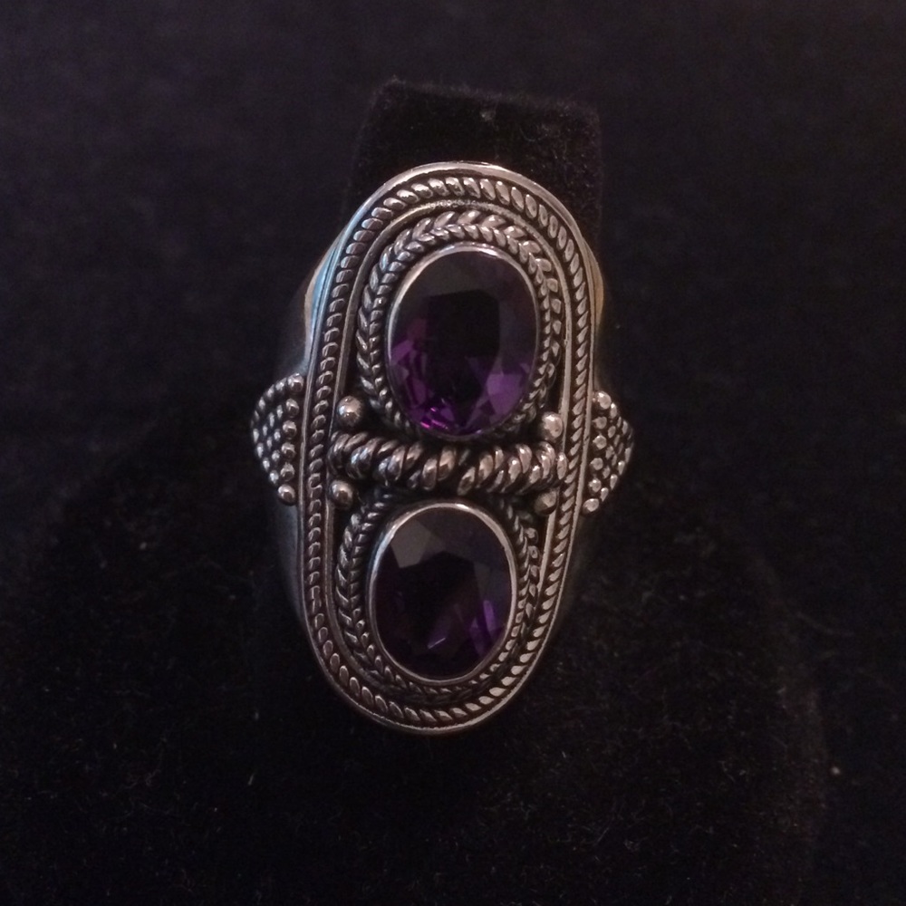 Brazilian Amethyst sterling cluster ring